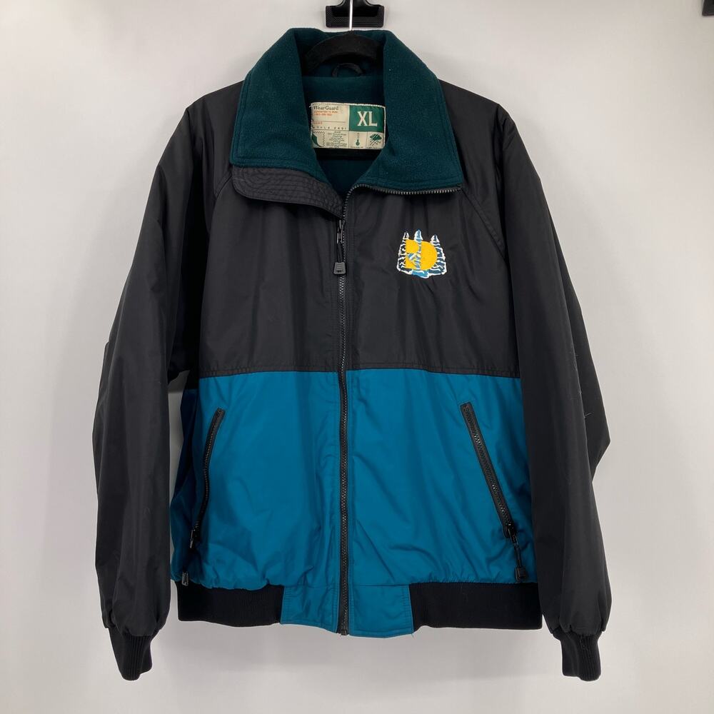 Vintage Wear Guard Black Blue Embroidered Logo Zip Insulated 2401 Jacket Coat